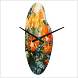 Orange Green Tropical Foliage IV - Asymmetric Metal Wall Clock