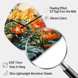 Orange Green Tropical Foliage IV - Asymmetric Metal Wall Clock