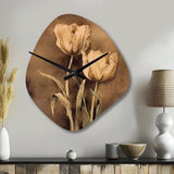 Vintage Tulip II - Asymmetric Metal Wall Clock