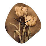 Vintage Tulip II - Asymmetric Metal Wall Clock