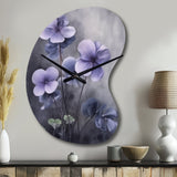 Purple Grey Violets Dream I - Asymmetric Metal Wall Clock