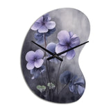 Purple Grey Violets Dream I - Asymmetric Metal Wall Clock