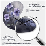 Purple Grey Violets Dream I - Asymmetric Metal Wall Clock