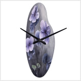 Purple Grey Violets Dream I - Asymmetric Metal Wall Clock