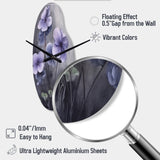 Purple Grey Violets Dream I - Asymmetric Metal Wall Clock