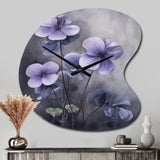 Purple Grey Violets Dream I - Asymmetric Metal Wall Clock