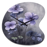 Purple Grey Violets Dream I - Asymmetric Metal Wall Clock