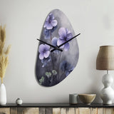 Purple Grey Violets Dream I - Asymmetric Metal Wall Clock