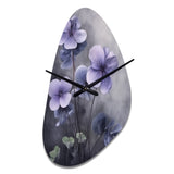 Purple Grey Violets Dream I - Asymmetric Metal Wall Clock