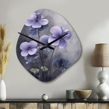 Purple Grey Violets Dream I - Asymmetric Metal Wall Clock