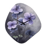 Purple Grey Violets Dream I - Asymmetric Metal Wall Clock