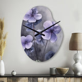 Purple Grey Violets Dream I - Asymmetric Metal Wall Clock