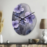 Purple Grey Violets Dream I - Asymmetric Metal Wall Clock