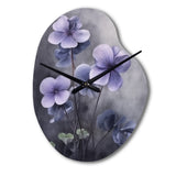 Purple Grey Violets Dream I - Asymmetric Metal Wall Clock