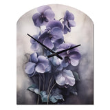 Purple Grey Violets Dream II - Asymmetric Metal Wall Clock