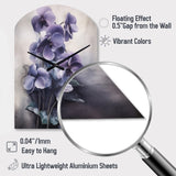 Purple Grey Violets Dream II - Asymmetric Metal Wall Clock