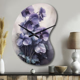 Purple Grey Violets Dream II - Asymmetric Metal Wall Clock