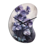 Purple Grey Violets Dream II - Asymmetric Metal Wall Clock