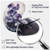 Purple Grey Violets Dream II - Asymmetric Metal Wall Clock