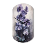 Purple Grey Violets Dream II - Asymmetric Metal Wall Clock