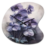 Purple Grey Violets Dream II - Asymmetric Metal Wall Clock