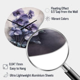 Purple Grey Violets Dream II - Asymmetric Metal Wall Clock