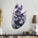 Purple Grey Violets Dream II - Asymmetric Metal Wall Clock