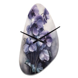 Purple Grey Violets Dream II - Asymmetric Metal Wall Clock