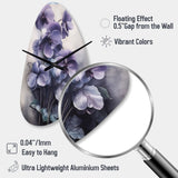 Purple Grey Violets Dream II - Asymmetric Metal Wall Clock