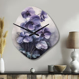 Purple Grey Violets Dream II - Asymmetric Metal Wall Clock