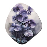 Purple Grey Violets Dream II - Asymmetric Metal Wall Clock