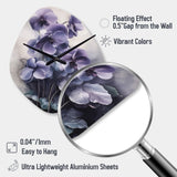 Purple Grey Violets Dream II - Asymmetric Metal Wall Clock