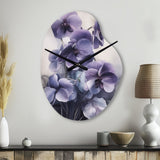 Purple Grey Violets Dream II - Asymmetric Metal Wall Clock