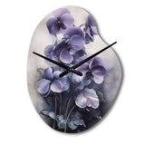 Purple Grey Violets Dream II - Asymmetric Metal Wall Clock