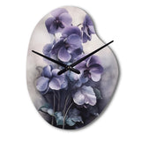 Purple Grey Violets Dream II - Asymmetric Metal Wall Clock