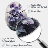 Purple Grey Violets Dream II - Asymmetric Metal Wall Clock