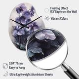 Purple Grey Violets Dream II - Asymmetric Metal Wall Clock