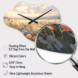 Coral Beige Meadow Wildflower I - Asymmetric Metal Wall Clock