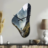 Mountain Hiking Photo III - Asymmetric Metal Wall Clock