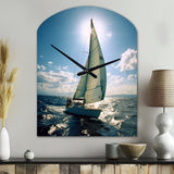 Sailing Boat Solitude Photo II - Asymmetric Metal Wall Clock