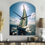 Sailing Boat Solitude Photo II - Asymmetric Metal Wall Clock