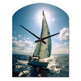 Sailing Boat Solitude Photo II - Asymmetric Metal Wall Clock