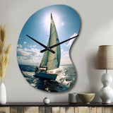 Sailing Boat Solitude Photo II - Asymmetric Metal Wall Clock