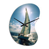 Sailing Boat Solitude Photo II - Asymmetric Metal Wall Clock