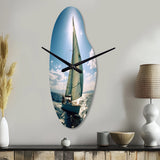 Sailing Boat Solitude Photo II - Asymmetric Metal Wall Clock