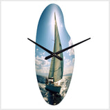Sailing Boat Solitude Photo II - Asymmetric Metal Wall Clock
