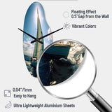 Sailing Boat Solitude Photo II - Asymmetric Metal Wall Clock