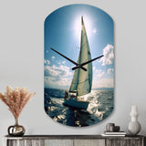 Sailing Boat Solitude Photo II - Asymmetric Metal Wall Clock