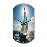 Sailing Boat Solitude Photo II - Asymmetric Metal Wall Clock