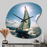 Sailing Boat Solitude Photo II - Asymmetric Metal Wall Clock